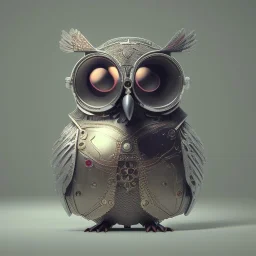 Steampunk Owl, tilt shift,miniature, extreme detail, Photorealism, macro lens 100mm, cinema4d, HDR, 8k, unreal engine 5