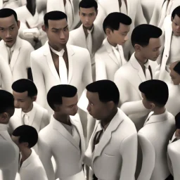 single profile picture. disney 3d style. toraja man wearing white suit. black short hair. brown skin. black eye pupils. HD