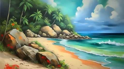 tropical beach painted by esscher