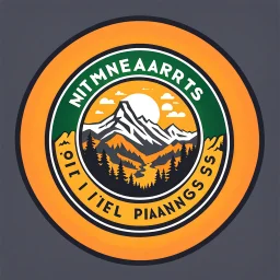 logo for a shop that installs tires and does oil changes, inside a shape with squared top and rounded bottom, in the style of national parks stickers