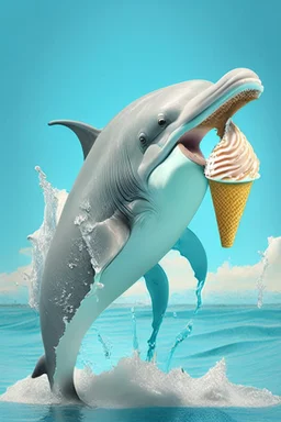 Dolphin eating ice cream