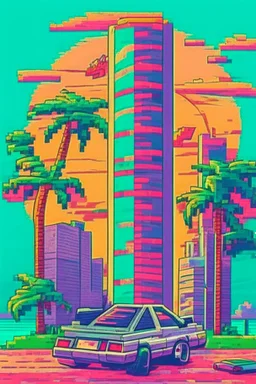 80s miami drawing cartoon pixel art