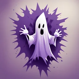 Purple spikey ghost with detached clawed hand coming out a wall, in card art style