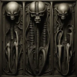 HR Giger's biomechanical art often features dark, erotic, and surreal elements that can be interpreted as having BDSM (bondage, discipline, dominance, submission, sadism, and masochism) undertones. The fusion of organic and mechanical forms in Giger's work can evoke a sense of power dynamics, control, and submission, which are common themes in BDSM. Giger's art, including his famous creation, the biomechanical alien from the "Alien" film series, is known for its sexual and fetishistic imagery.