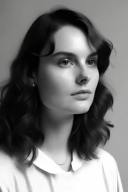 pretty woman, 30+ years-old, black and white picture, pink background, mood and aesthetic vibe