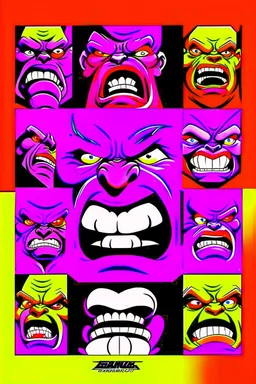 POSTER TITLE: HEAD FUKED SO MUCH BRO, monster more angry and more 90s style, angry fast, extreme, wild, so so angry, red and purple background with 90s style slashes
