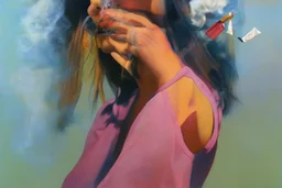 hippie girl smoking by alex ross