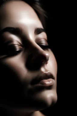 Closed eyes with long eyelashes on a black background
