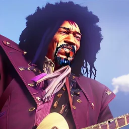 a realistic picture of Jimi Hendrix with dreadlocks