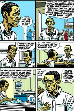 Obama’s hospital incident as a comic strip.