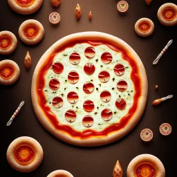 100mm photo of isometric floating pizza in the sky, surreal pizza with pizza, intricate, high detail, behance, microworlds smooth, macro sharp focus, centered