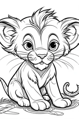 outline art for Lion Cub coloring pages with sitch, white background, Sketch style, full body, only use outline, toddlers style, clean line art, white background, no shadows and clear and well outlined.