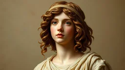 Greek hobbit, head and upper body, diaphanous clothing, 85mm, style John William Godward, Greek hobbit, head and upper body, diaphanous clothing, 85mm, style John William Godward