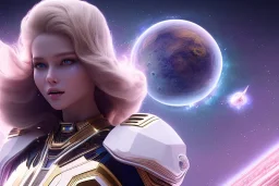  beautiful cosmic woman, nice smiling, magic glamour make up, delicate colors, beautiful glamour galactique dress, ultra sharp focus, 8k, unreal engine 5, extremely sharp detail, light effect, soft light atmosphere of a spaceship, smooth, full of details, face in front, complete vision of face and hair and body