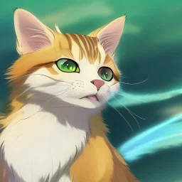 tabby cat animal, anime, ultra-detailed, white background, HD design by makoto shinkai, Granblue Fantasy