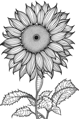 Coloring book page of 1 sunflower flower