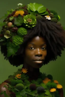 Afro made out of plants