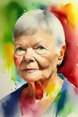 Judi Dench. water color. splash.