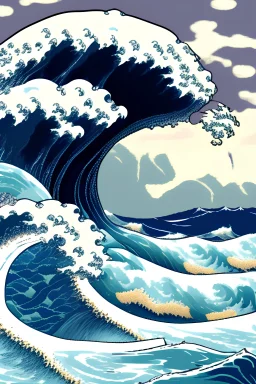 modeling optimization control wind farms in a turbulent air with large waves with the theme of Great Wave by Kanagawa