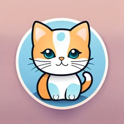 App logo, closeup, 2D vector graphic of cute and simple Cat, simple color, flat style, use only 3color theme,