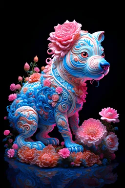 "Extremely Ultrarealistic Photorealistic cute creature holding a flower, by James Jean and Android Jones: Jeff Koons: Erin Hanson: Joe Fenton: Dan Mumford: professional photography, natural lighting, volumetric lighting maximalist photoillustration 8k resolution concept art intricately detailed, complex, elegant, expansive, fantastical:"