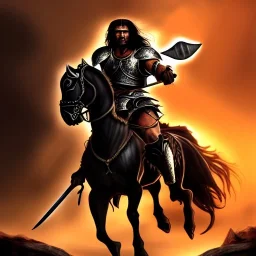 ultra detailed portrait of Conan the barbarian Riding a black horse, wearing armor and Sword, extremely detailed digital painting, extremely detailed face, in the style of robert e howard and Simon Bisley and Ashley Wood, mystical colors, rim light, beautiful lighting, 8k, stunning scene, raytracing,perfectly centered image, perfect composition