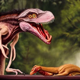 Velociraptor eating meat