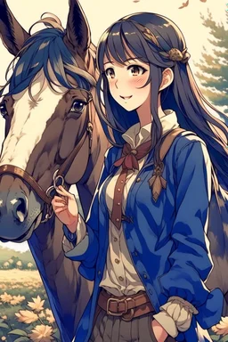Anime woman with horse