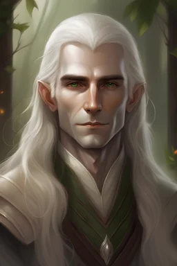 Portrait of male elf with long White hair