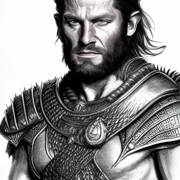 high-quality, fine-detail close-up pen and pencil sketch of beowulf, portrait, 8k resolution, intricate, digital art, detailed matte painting, photorealistic, volumetric lighting, Rafael Augusto, Juan Francisco Casas, Anne Dittman, Anne Stokes, greg rutowski