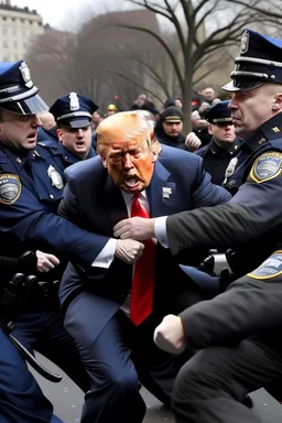 president donald trump being beaten by police for resisting