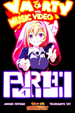 poster for a party with anime music videos