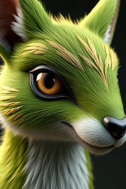 a close up of a green and gold animal, a 3D render by Anne Stokes, cgsociety, furry art, daz3d, behance hd, artstation hd