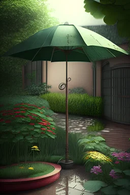 real world garden and umbrella
