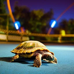 turtle in the amusement park in the middle of the night