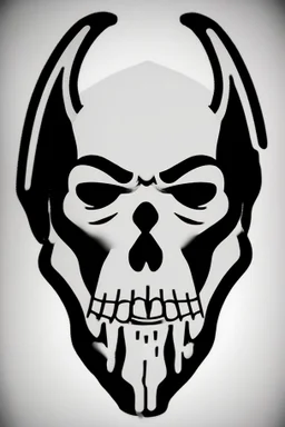 Extremely simple, fun and monochrome logo representing the face only of the grim reaper. Black on white background