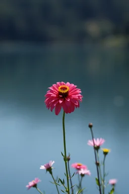 Flowers by the lake