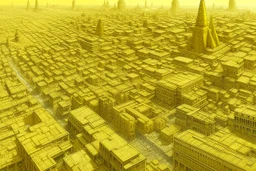 A light yellow electrical Egyptian city painted by Cai Jia