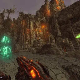 doom, Hexen, unreal tournament, first person shooter, video game sceenshots, doom 2, duke nukem, daggerfall, rtx, 90’s, world of warcraft, scifi, unreal engine, ashenvale, telraddis, beautiful, colorful, cyberpunk, nagrand