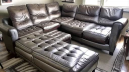 brand new couch taken apart in living room