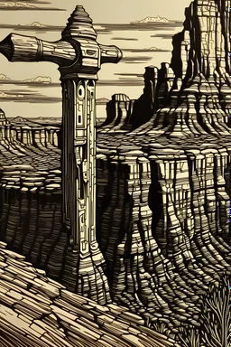 Thor’s Hammer at Bryce Canyon National Park in the style of medieval relief printing