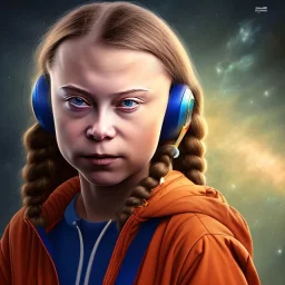 portrait of Greta Thunberg from space