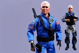 Mike Pence as G.I. Joe toy Doll figure With a pistol space force Blue fabric uniform, black Moonboot