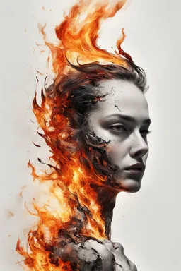 art, abstract, human, burning edges, (intense and emotional visual experience:1.5), (captivating and fiery ambiance:1.3), (dramatic and captivating essence:1.2), (fiery details:1.3), white background