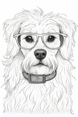 a funny dog with glasses. centered flat minimalistic black and white high contrast line drawing, coloring book style, {prompt}, (white sky, white clouds, white hair, white objects, white clothing, white fur, white skin, white terrain, white scales, white everything:1.1), blank white background