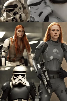 [Sophie Turner] Rounding a bend, Sophie spotted a storage alcove and slipped inside. Crates were piled haphazardly, but among them was a lifeless rebel trooper. His vac-suit was a poor substitute for stormtrooper armor, but it would have to do. Sophie stripped the body quickly, ignoring the sick feeling in her gut. Once clad in the rebel gear, she hurried down the passageway, hoping to blend in long enough to locate an escape pod. The ship was on high alert; groups of rebels rushed