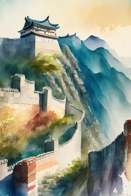 The Great Wall of China,watercolor ,pattern,4k