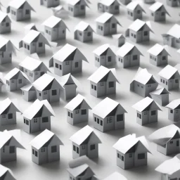 A picture of folded paper houses, the houses, clean and serene vibe.