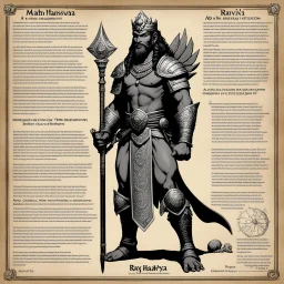 character concept sheet with AD&D statistics and characteristics, [high res photo by Ray Harryhausen for Mahābhārata module B3] a character of Pāṇḍavas class of King: Sahadeva — Son of the Aśvins (Twin Gods of Healing and Intuition) Epithets: Ashvineya, Madreya Qualities: Wise, analytical, and introspective — the most intellectual of the five. Skilled in astrology and prophecy. Known for his quiet devotion and foresight; he knows much but keeps silent unless duty demands. Symbolic trait: The pow