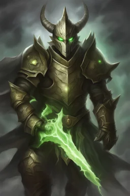 white dragonborn paladin with lightning aura and green eyes